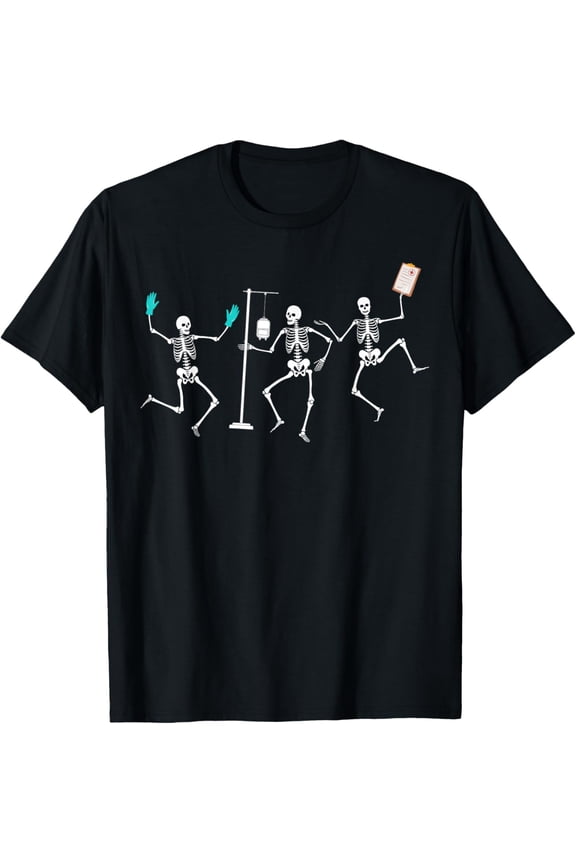 Premium model-Unisex-100% cotton-Funny Nurse Skeleton Halloween healthcare Crew Skeleton T-Shirt