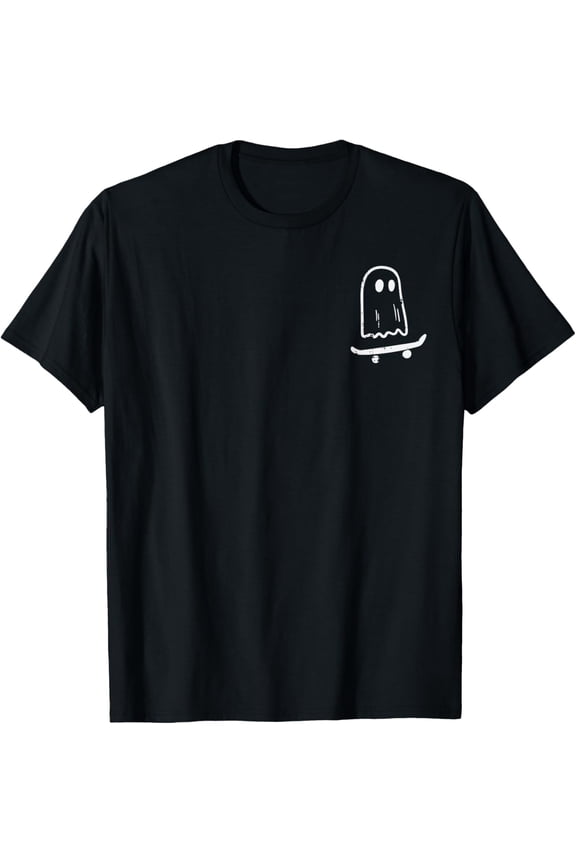 Premium model-Unisex-100% cotton-Ghost On Skateboard Funny Retro Halloween Costume Boys T-Shirt
