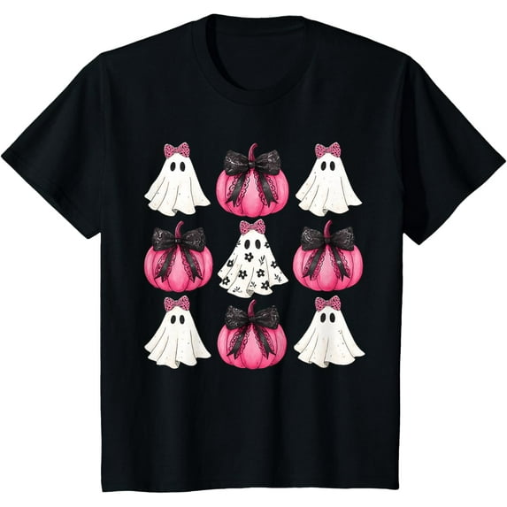 Premium model-Unisex-100% cotton-Halloween Coquette Bow Pumpkin Ghost Spooky Boo Women Girl T-Shirt