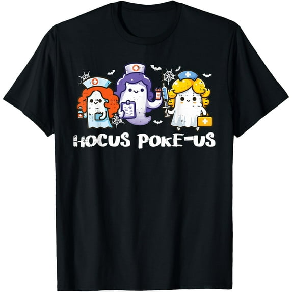 Premium model-Unisex-100% cotton-Halloween Ghost Nurse Hocus Poke Us Costume Scrub Top Women T-Shirt