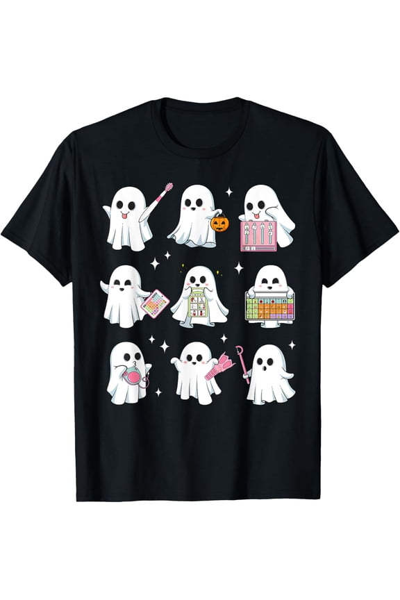 Premium model-Unisex-100% cotton-Halloween Ghost Speech Therapy SLP Fall Teacher Tee T-Shirt