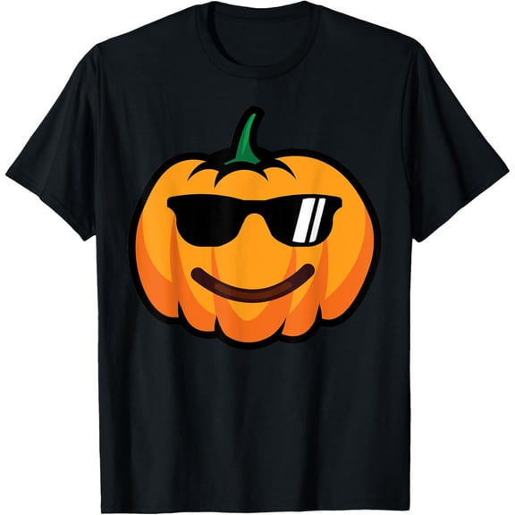Premium model-Unisex-100% cotton-Halloween Pumpkin Smile Face Sunglasses Costume Funny T-Shirt