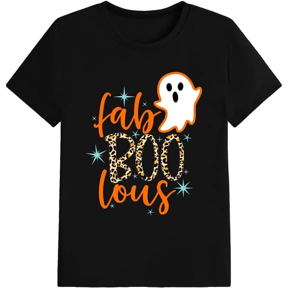 Premium model-Unisex-100% cotton-Halloween Shirts Women Boo Leopard Ghost T-Shirt Halloween Spooky Season Tee Tops