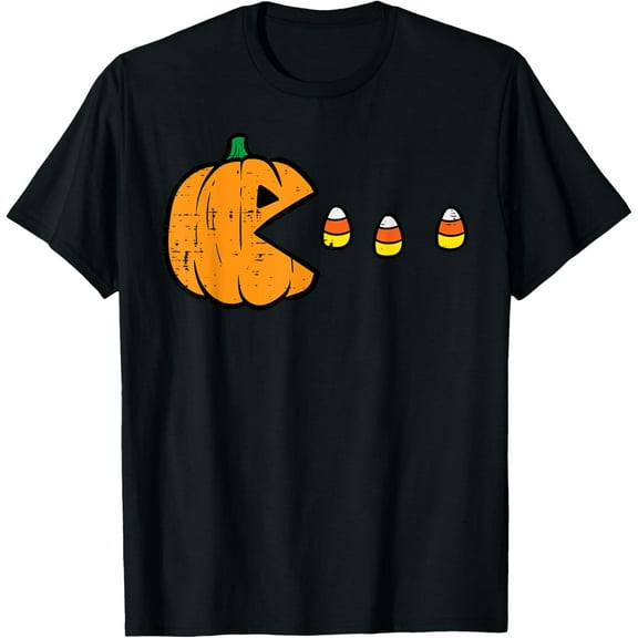 Premium model-Unisex-100% cotton-Halloween Video Game Eating Candy Corns Gaming Boys Men T-Shirt