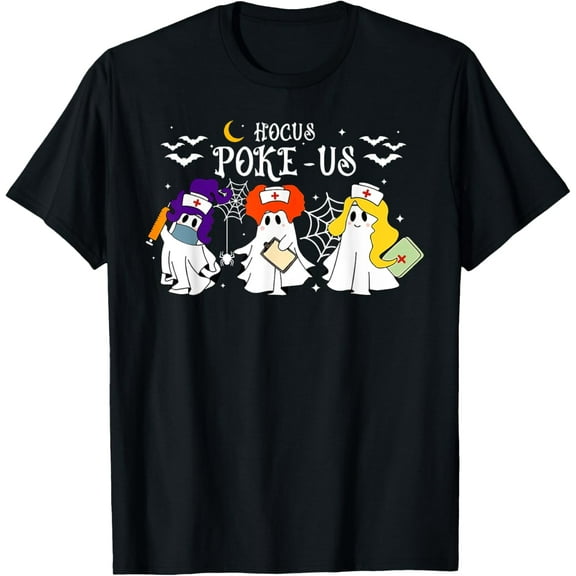 Premium model-Unisex-100% cotton-Hocus Poke-us Witch Nurse Halloween Medical Lab Tech Spooky T-Shirt