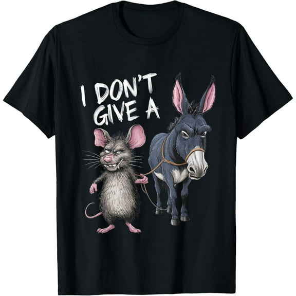 Premium model-Unisex-100% cotton-I Don't Give a Rats Ass Mouse & Donkey Funny T-Shirt