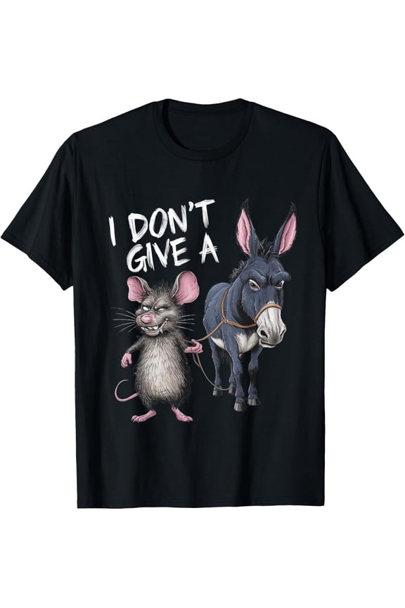 Premium model-Unisex-100% cotton-I Don't Give a Rats Ass Mouse & Donkey Funny T-Shirt
