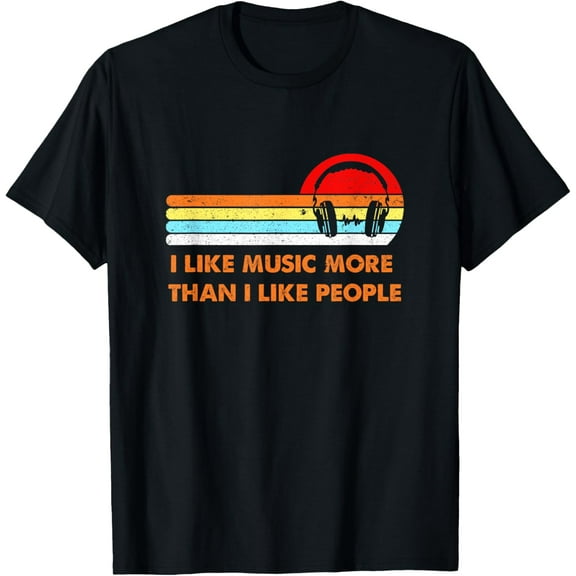 Premium model-Unisex-100% cotton-I Like Music More Than I like People Funny Music Lover Gift T-Shirt