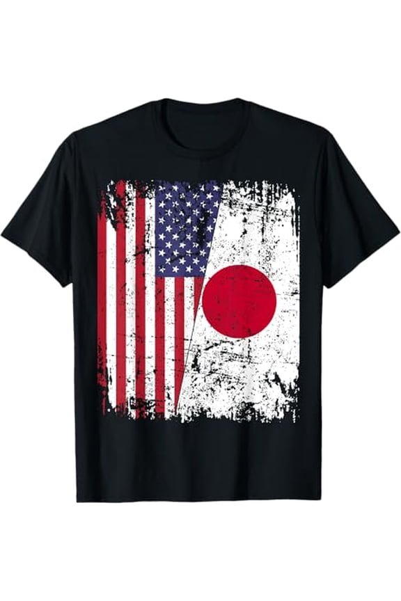 Premium model-Unisex-100% cotton-Japanese ROOTS | Half American Flag | Japan USA Matching T-Shirt for Women Girls Kids Men