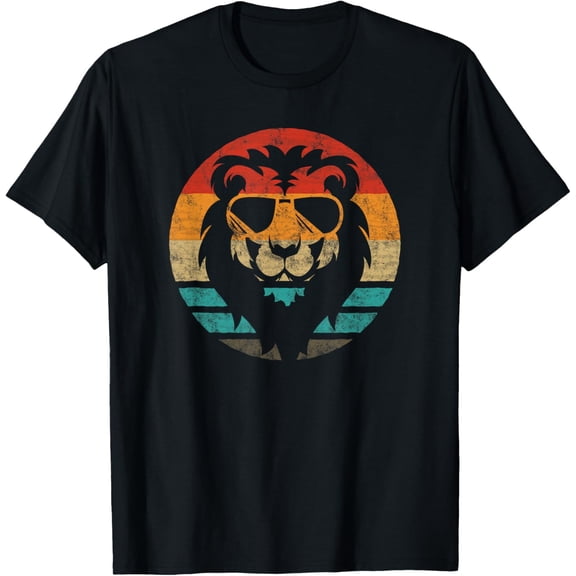 Premium model-Unisex-100% cotton-Lion Retro Style Vintage T-Shirt