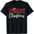 thumbnail image 1 of Premium model-Unisex-100% cotton-Merry Christmas With Black And Red Plaid Family Men Women T-Shirt, 1 of 4