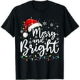 thumbnail image 1 of Premium model-Unisex-100% cotton-Merry and Bright Christmas Lights Santa Men Women Boys Girls T-Shirt, 1 of 4