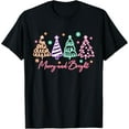 thumbnail image 1 of Premium model-Unisex-100% cotton-Merry and Bright Tree Neon Christmas T-Shirt, 1 of 4
