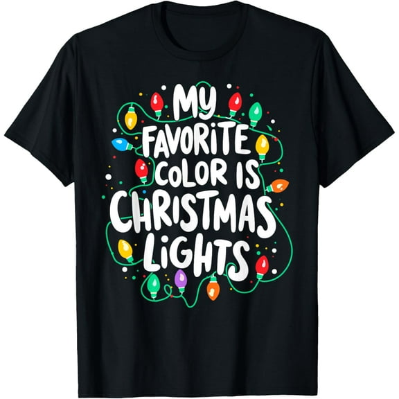 Premium model-Unisex-100% cotton-My Favorite Colors is Christmas Lights Xmas Party Tee T-Shirt