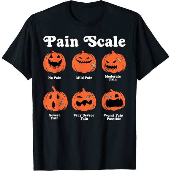 Premium model-Unisex-100% cotton-Pain Scale Pumpkin Pain Assessment Trauma Nurse Halloween T-Shirt