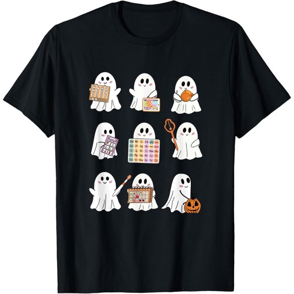 Premium model-Unisex-100% cotton-Retro SLP Ghost Halloween Speech Therapy Autumn Fall T-Shirt