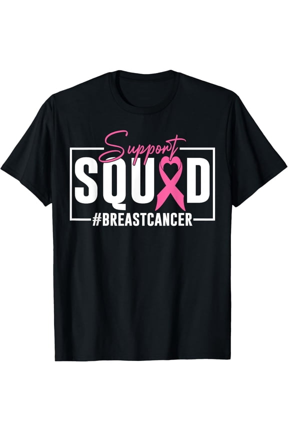 Premium model-Unisex-100% cotton-Support Squad Breast Cancer Awareness Pink Ribbon T-Shirt