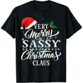 thumbnail image 1 of Premium model-Unisex-100% cotton-Very Merry Sassy Christmas Claus Pajamas T-Shirt, 1 of 4