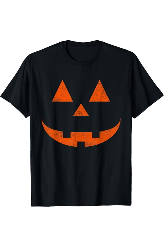 Premium model-Unisex-100% cotton-Vintage Pumpkin Face Jackolantern Jack O Lantern Halloween T-Shirt