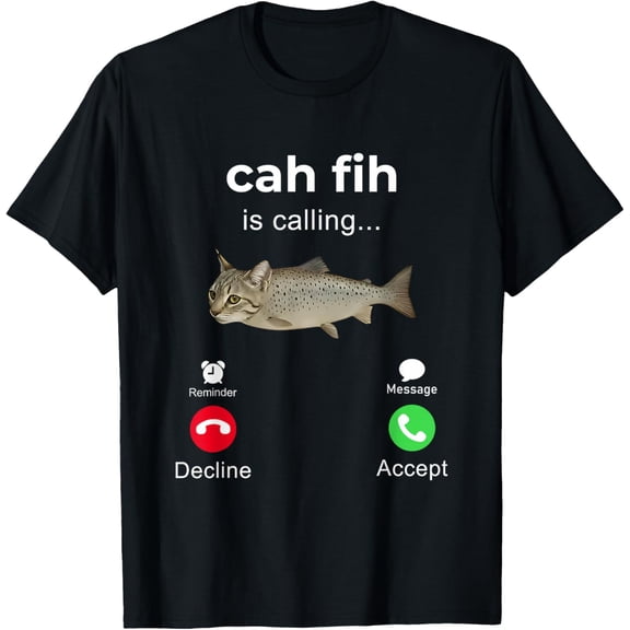 Premium model-Unisex-100% cotton-cah fih calling remind me message decline accept phone call T-Shirt