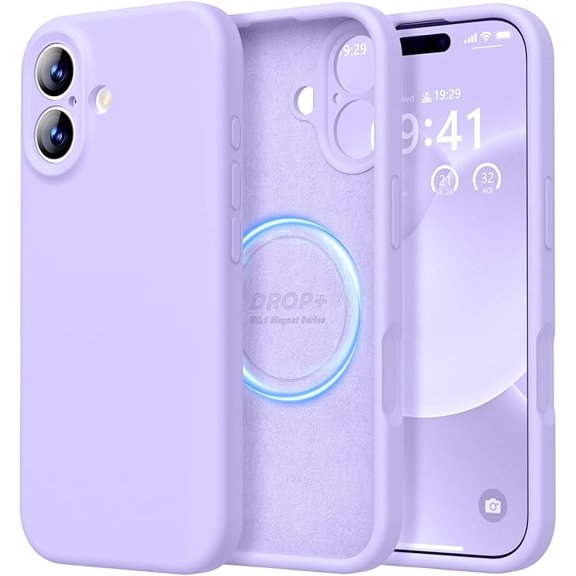 Premium silicone case, MagSafe compatible, shockproof, for iPhone 17 6.3"，light purple