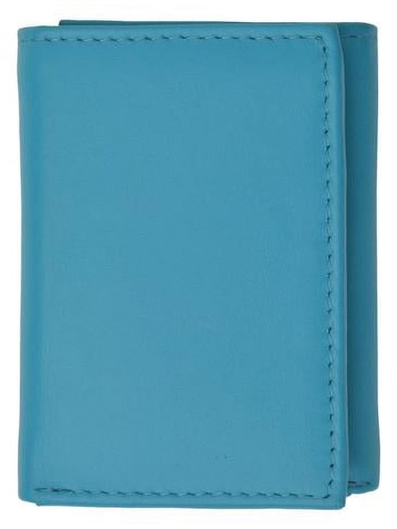 Premium soft babyblue leather kids trifold wallet