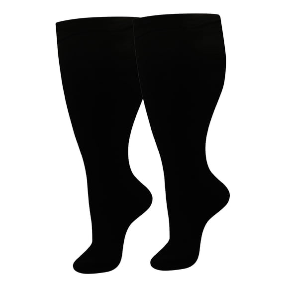 PremiumCompressionStockings For Everyday Home Leisure Solid Color Plus Size Extra Large Long Support Stockings, XXXXXL, Black
