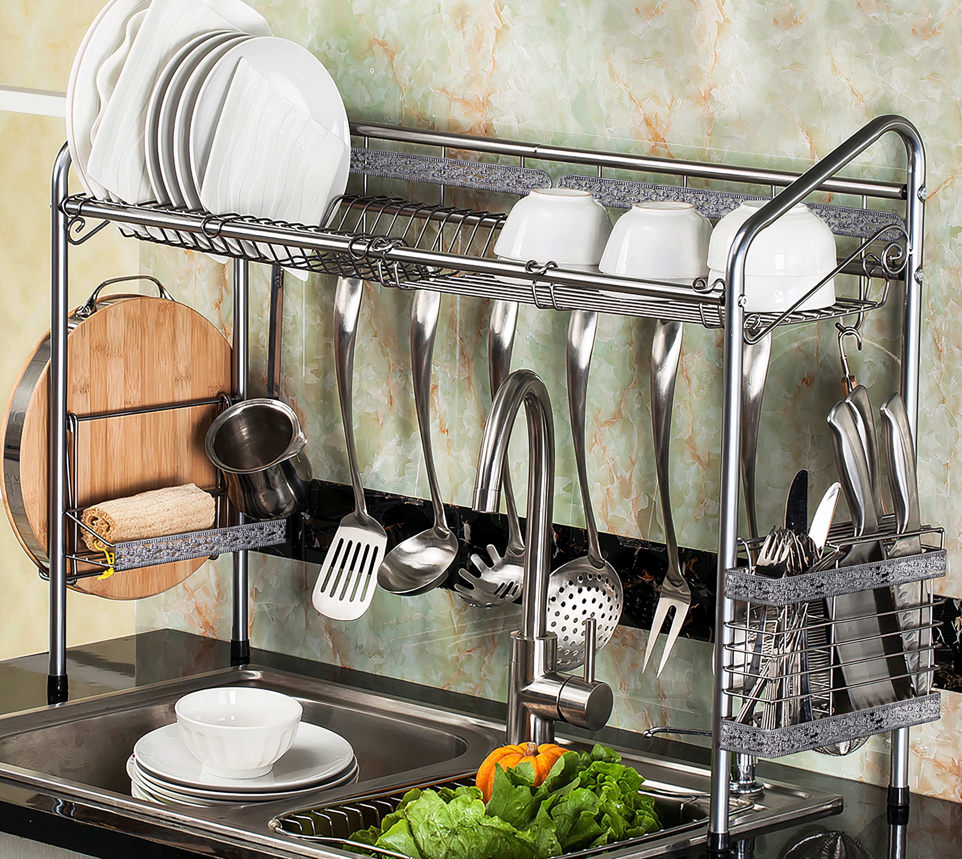 Stainless Steel Over-the-Sink Multipurpose Dish Rack
