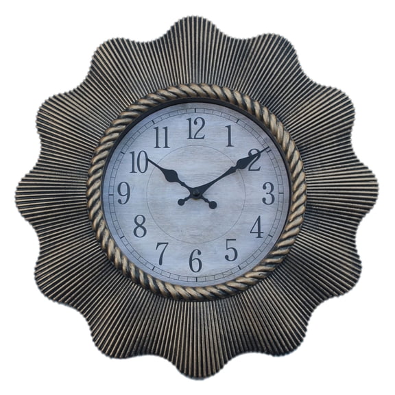 Premius Spanish Roped Wall Clock, Gold, 16 Inches