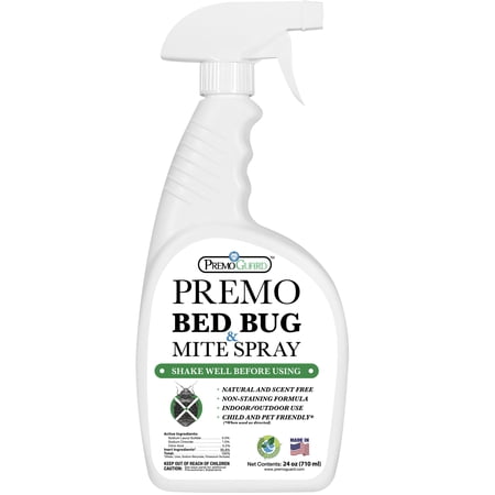 Premo Guard Bed Bug & Mite Killer Spray 24 oz – Natural Non-Toxic Formula – Stain Free and Scent Free – Safe for Bedding, Furniture, and Clothing