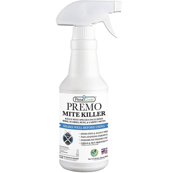 Premo Guard Natural Mite Spray 32 oz – Plant-Based Treatment for Dust, Spider, Carpet, Bird, and Rat Mites – Safe for Home, Bedding, and Furniture When Used as Directed