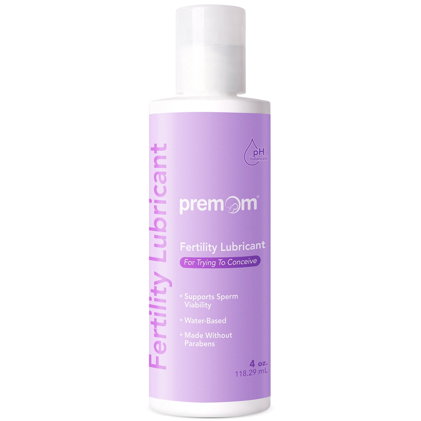 Premom Personal Fertility Lubricant for Conception: pH Balanced - Paraben Free - Sperm Friendly Water Based Lube 4 Fl Oz PF-LBT-T4