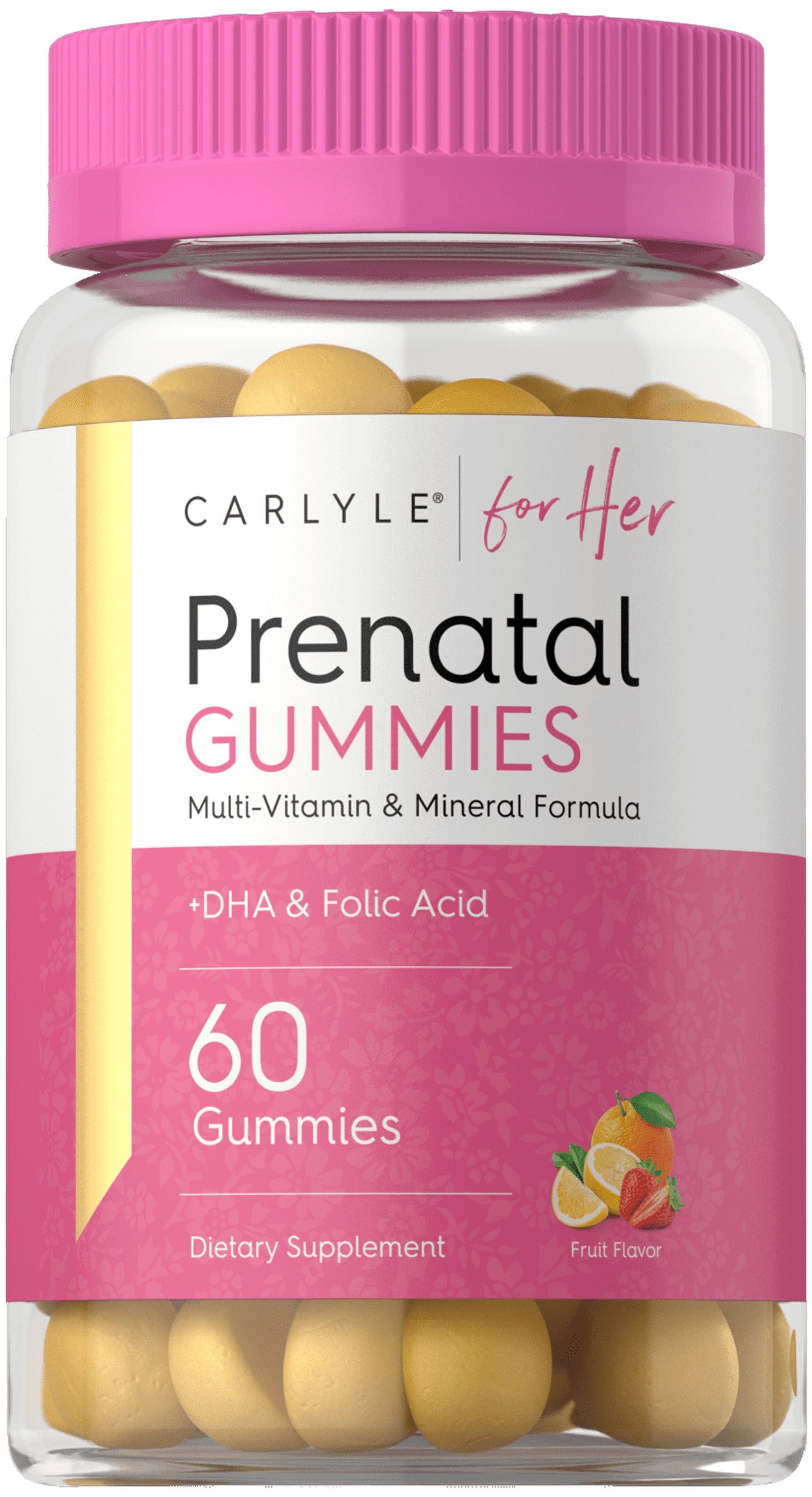 Prenatal Gummies for Women | with DHA & Folic Acid | 60 Count | Fruit Flavor | For Her | by Carlyle