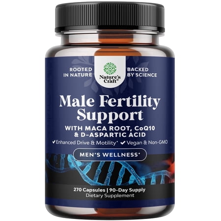 Natures Craft Male Fertility Supplements for Sperm Motility with Maca Root & CoQ10, 270 Capsules