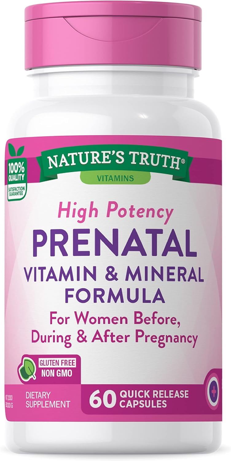Prenatal Vitamins With Folic Acid | 60 Capsules | Non-GMO & Gluten Free | by Nature's Truth