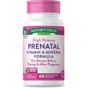 Prenatal Vitamins With Folic Acid | 60 Capsules | Non-GMO & Gluten Free | by Nature's Truth