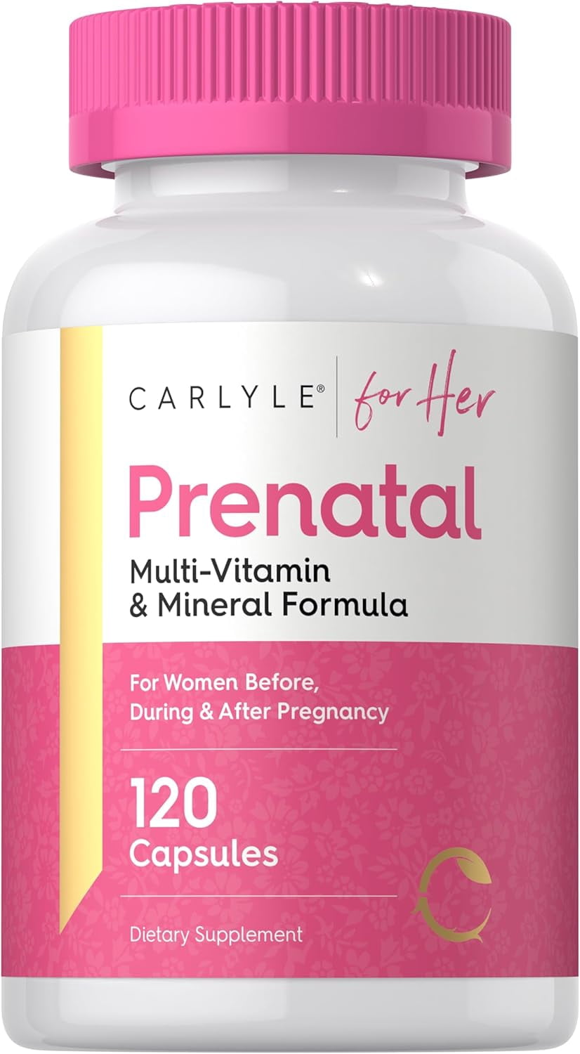 Prenatal Vitamins for Women | 120 Capsules | with Iron and Folic Acid | by Carlyle | For Her