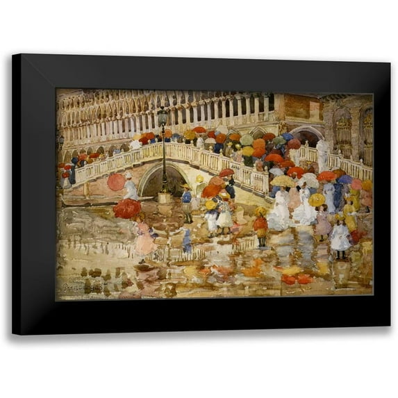 Prendergast, Maurice Brazil 18x13 Black Modern Framed Museum Art Print Titled - Umbrellas In The Rain Venice