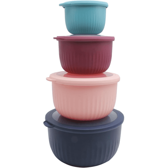 Prep Bowls with Lids- Wide and Deep Nesting Plastic Small Mixing Bowl Set with L