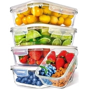 Prep Naturals 5 Packs Glass Food Storage Containers - Meal Prep Containers, 36 Oz