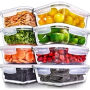 Prep Naturals 8 Pack Glass Food Storage Containers - Meal Prep Containers, 36 Oz