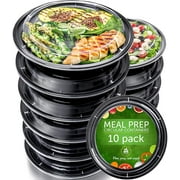 Prep Naturals - Food Storage Containers - Disposable Meal Prep Containers - Plastic Food Containers with Lids - 10 Packs, 24 Ounces