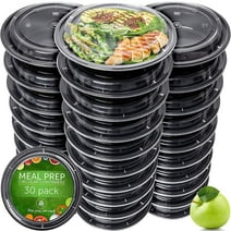 Prep Naturals - Food Storage Containers - Disposable Meal Prep Containers - Plastic Food Containers with Lids - 30 Packs, 24 Ounces