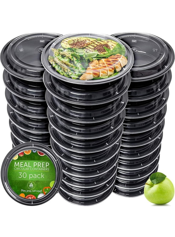 Prep Naturals - Food Storage Containers - Disposable Meal Prep Containers - Plastic Food Containers with Lids - 30 Packs, 24 Ounces