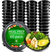Prep Naturals - Food Storage Containers - Disposable Meal Prep Containers - Plastic Food Containers with Lids - 60 Packs, 24 Ounces
