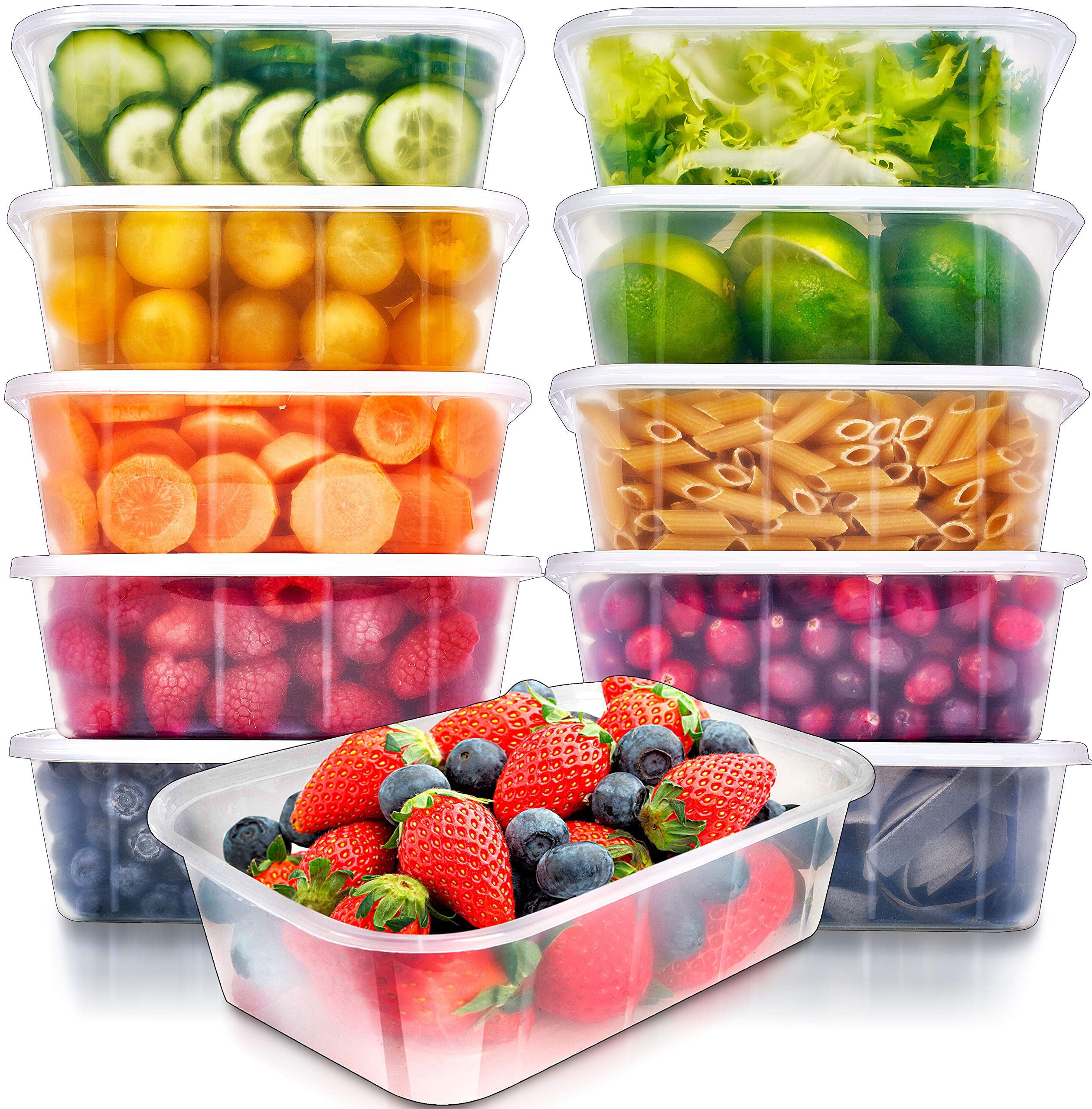 Set de 10 Contenedores Meal Prep 34 oz – Sin BPA – Tupper Plástico  Desechable para Alimentos – Shopavia