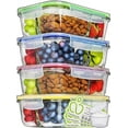 thumbnail image 1 of Prep Naturals - Glass Food Storage Containers - Meal Prep Container - 4 Packs, 3 Compartments, 34 Oz, 1 of 8