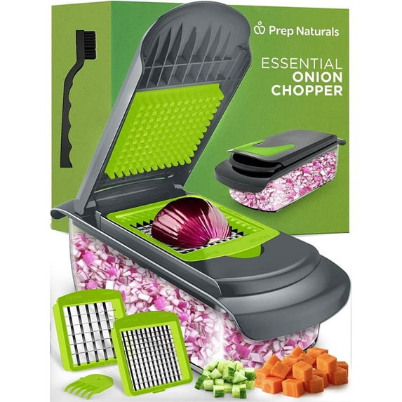 Prep Naturals Vegetable Chopper, Veggie Chopper, Vegetable Cutter, Food Chopper & Onion Chopper - Chopper With Container - Green