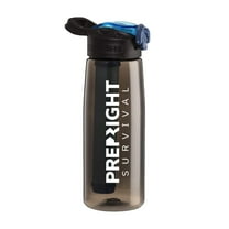 Prep-Right Survival, Water Filter Bottle with a 4 Stage Water Filtration System, 22 oz, Black
