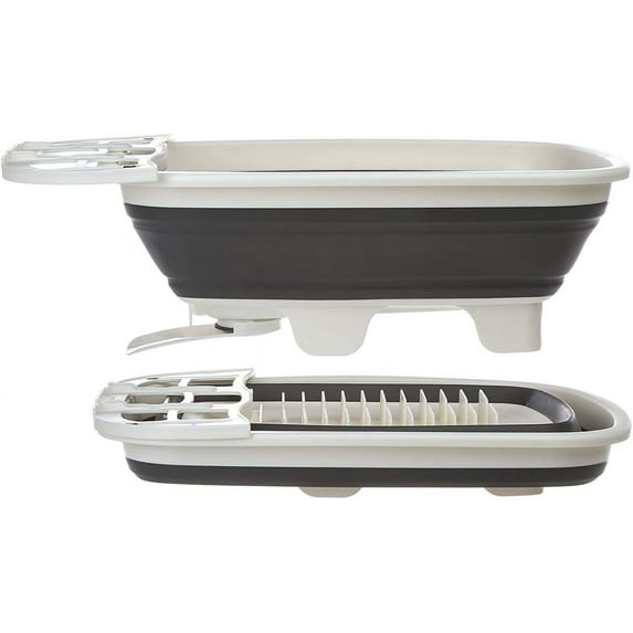 Prep Solutions by Progressive Swivel Spout Collapsible Dish Drainer Large Dish Tub, Pop Up Portable Dish Tub, Washing Basin White Swivel Spout